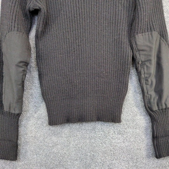 Citadel Mens Ribbed Sweater Black 44 V-Neck Patch Wool Vintage Great Britain - Picture 7 of 12